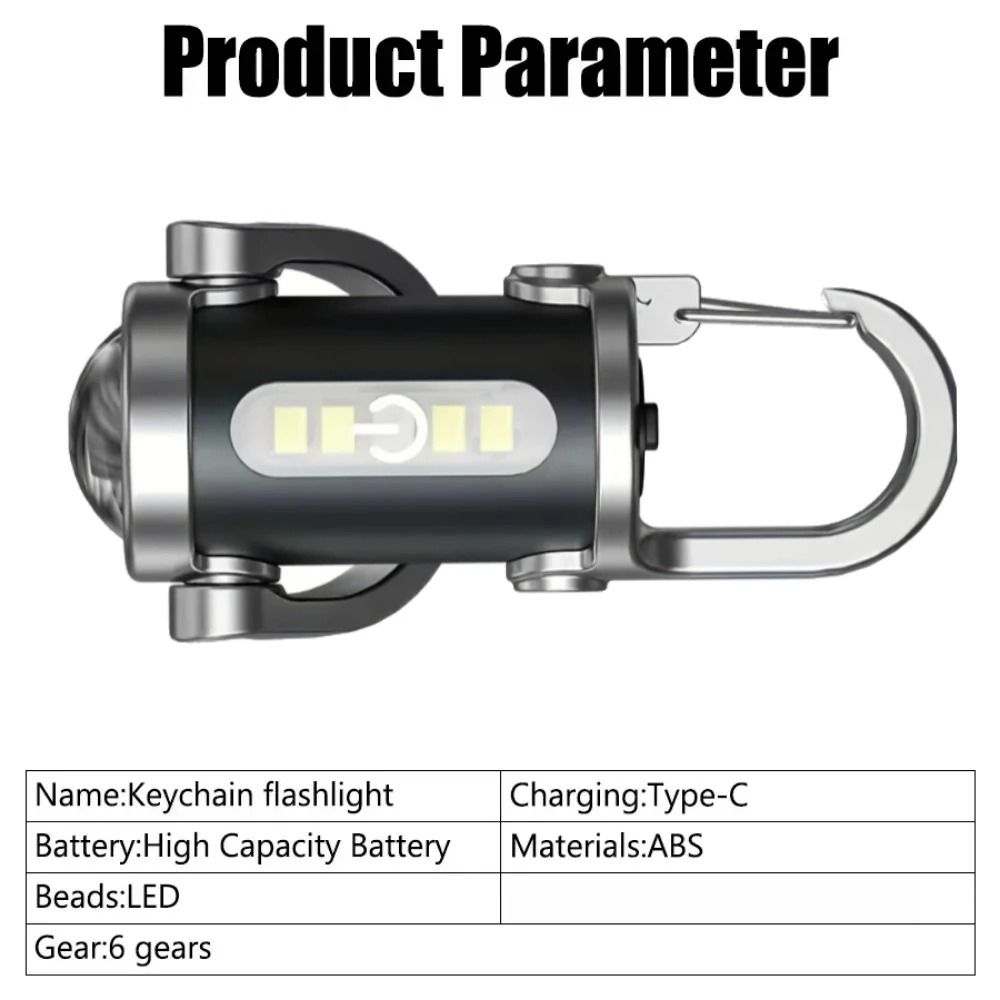 Mini COB LED Keychain Flashlight USB Rechargeable Waterproof Pocket Lamp