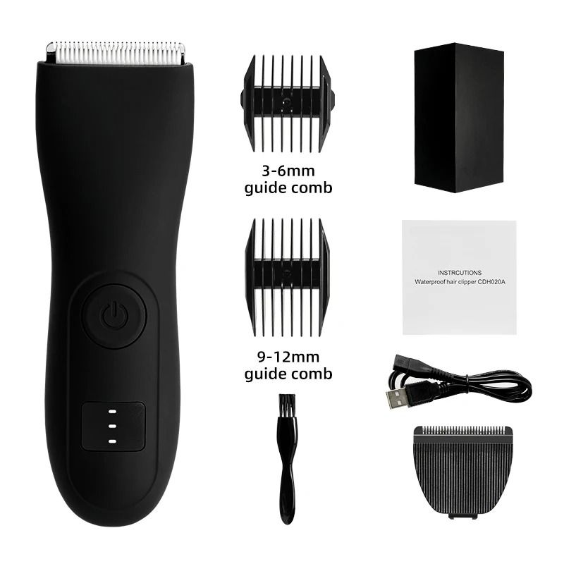 Mens Body Hair Trimmer with Groin and Bikini Shaver Attachment