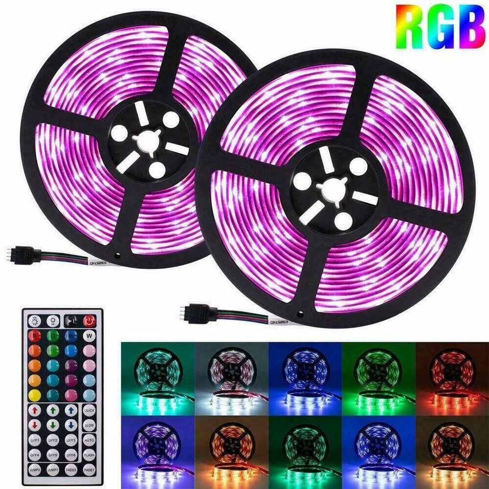 RGB Waterproof LED Strip Light Kit with Key Remote & Power Adapter