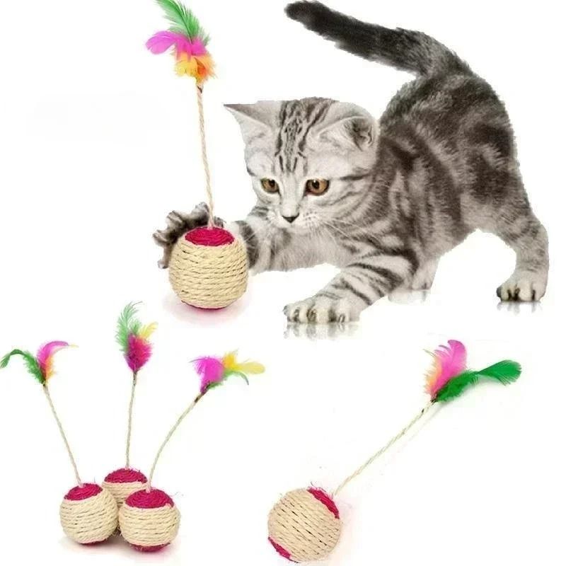 Interactive Cat Toy with Feather Ball