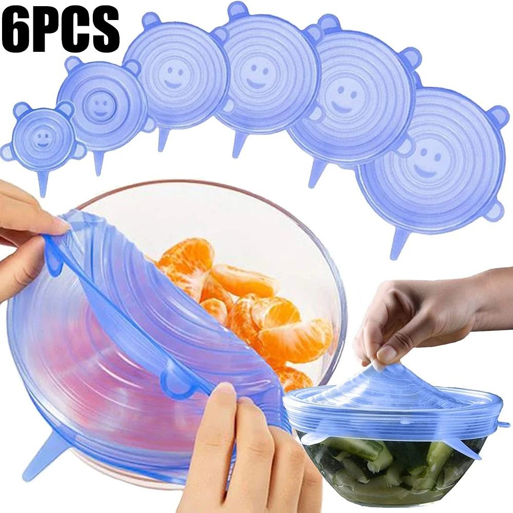Reusable Silicone Stretch Lids Airtight Food Covers Universal Kitchen Set