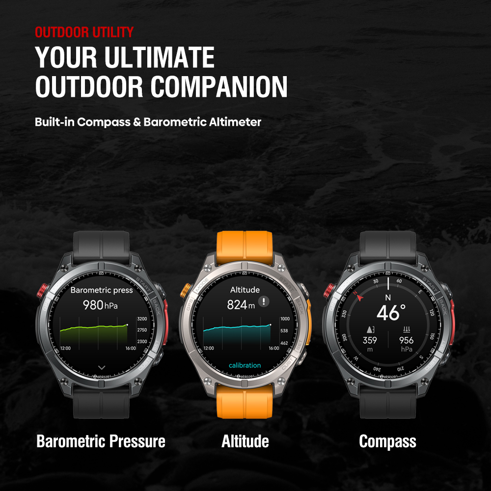 NEW GPS Smartwatch Screen with Compass Barometric Altimeter Flashlight Voice Calling