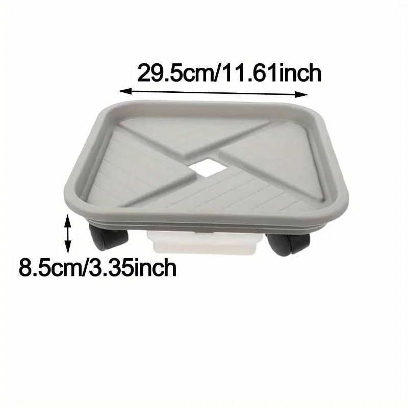 Rolling Plant Caddy with Drainage Tray – Square Wheeled Flower Pot Mover & Garden Plant Stand