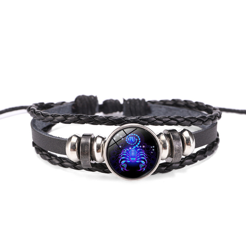 Glow in the Dark Zodiac Bracelet Multilayer Leather Wrap Astrology Gift
