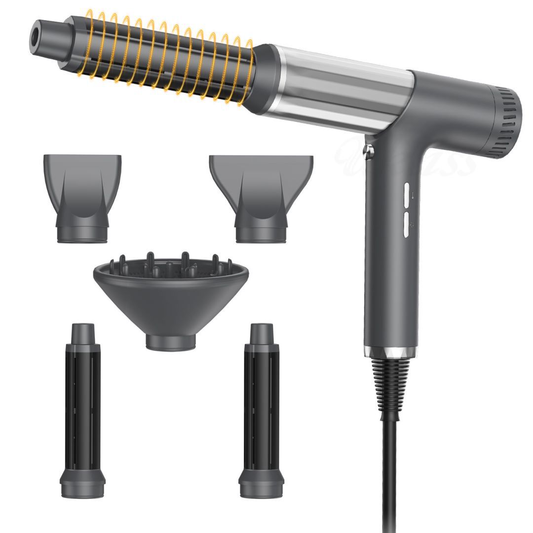 Noise Reducing Ionic Hair Dryer and Straightening Brush, Five-in-One High Power Fast Airflow