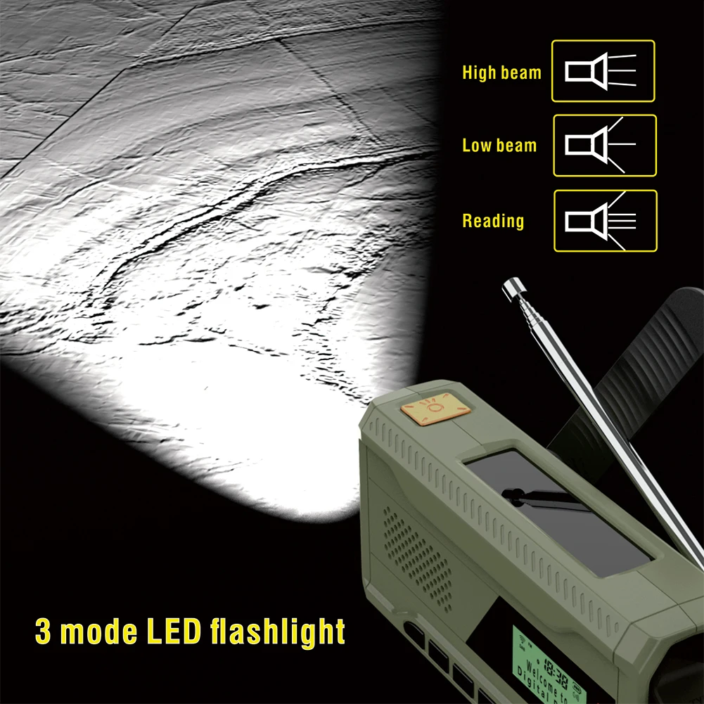 Solar Emergency Radio with Bluetooth, Flashlight and Hand Crank