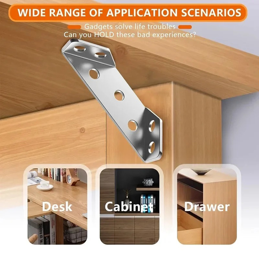 Thickened Stainless Steel Angle Bracket Heavy Duty Corner Fixer for Cabinets & Furniture Support