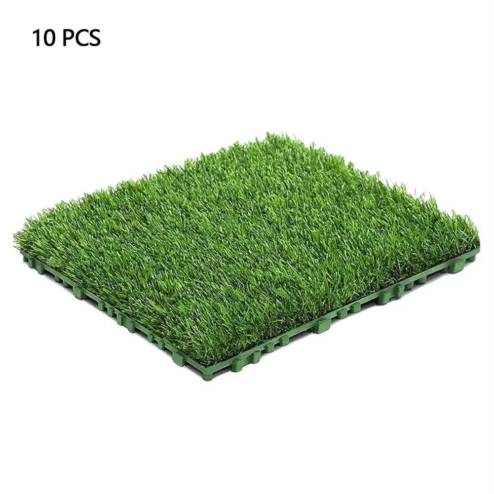 Interlocking Artificial Grass Turf Tiles 12x12in for Garden and Outdoor Decor