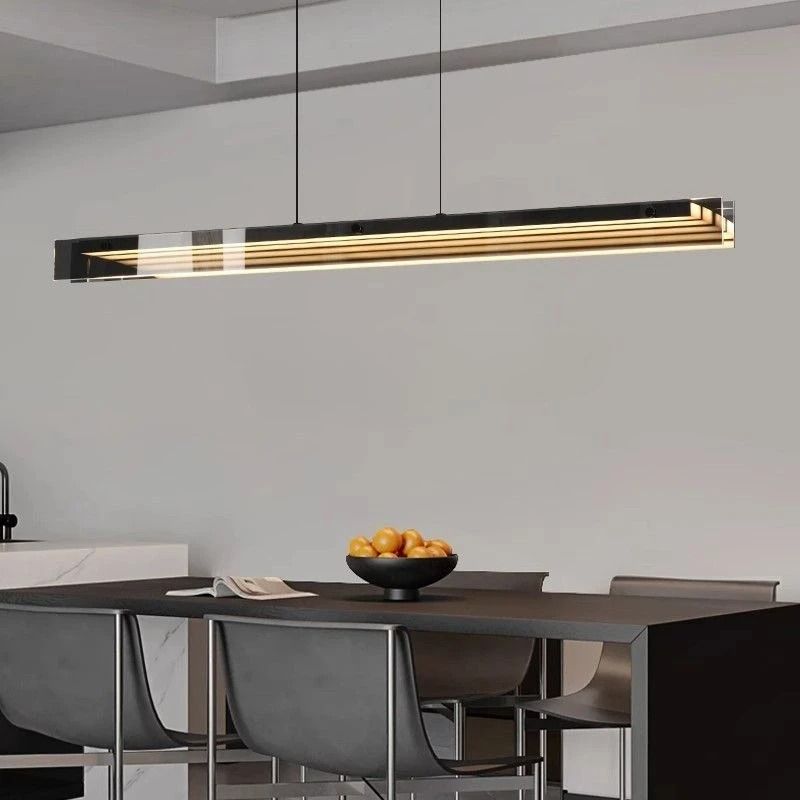 Modern Linear Glass Pendant Light Bar for Dining Table and Kitchen Island Ceiling Lighting