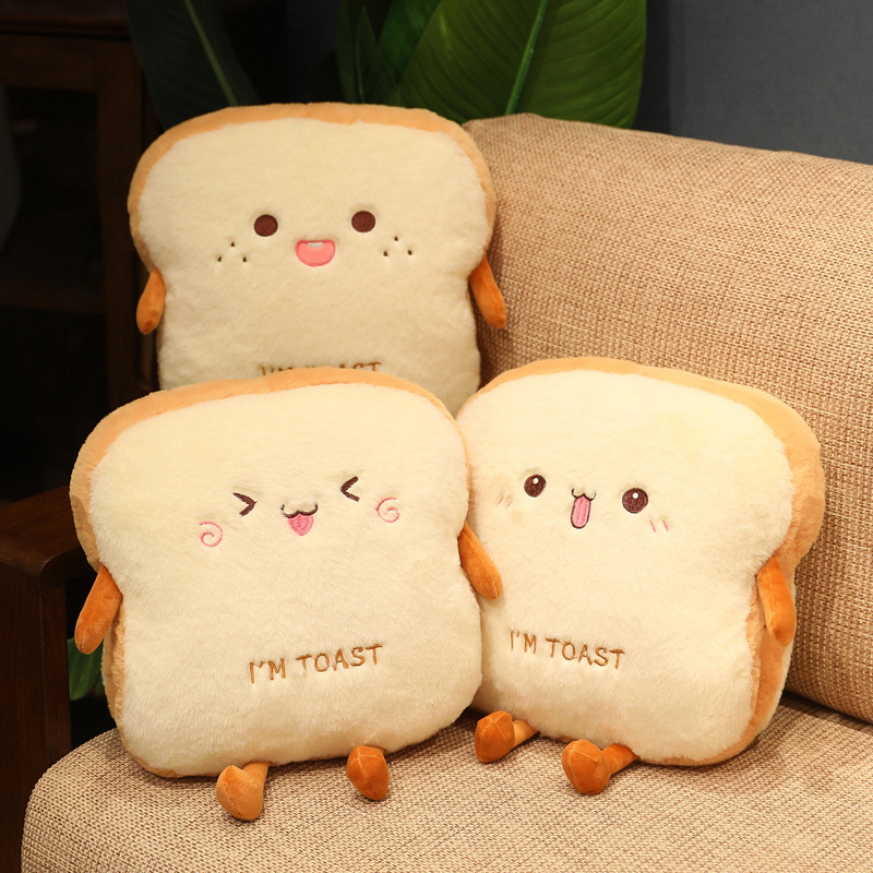 Soft Toast Simulation Bread Pillow, Plush Food Doll, Cute Hand Cushion, Home Decor, Birthday Gift