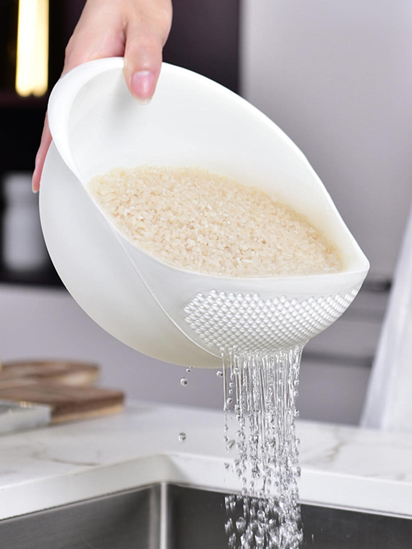Multi-Function Rice Bowl Drain Basket with Handle Fruit, Vegetable, and Washing Basket for Home Kitchen Organization