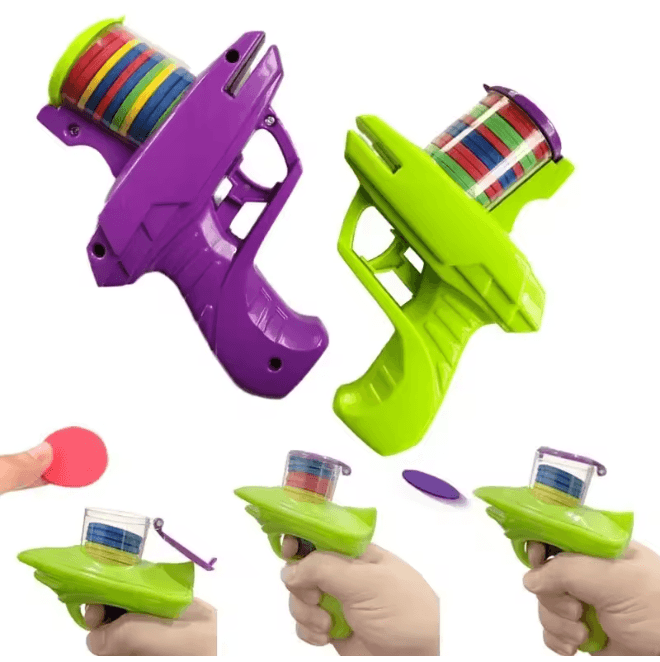 Double Player Flying Disc Gun Safe Shooting Game for Kids