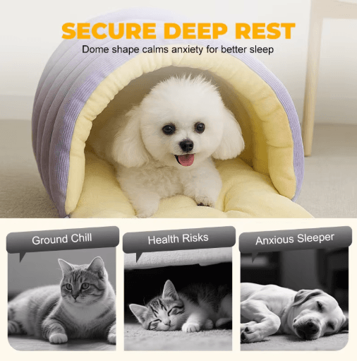 cozyNest Plush Cat Bed Warm Enclosed Cat House for Winter Comfort
