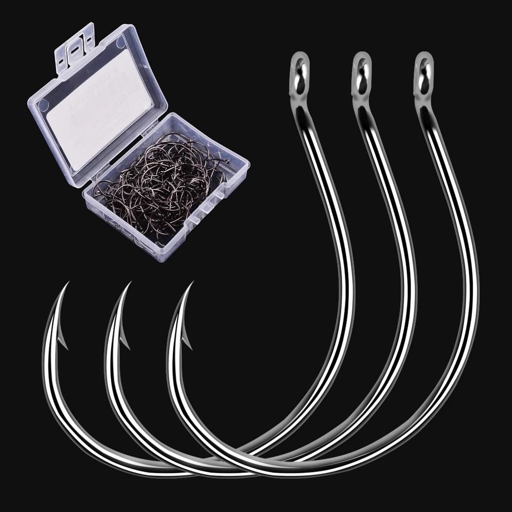 100-Piece Barbed Carbon Steel Fishing Hook Set for River, Shrimp, and Lobster Fishing