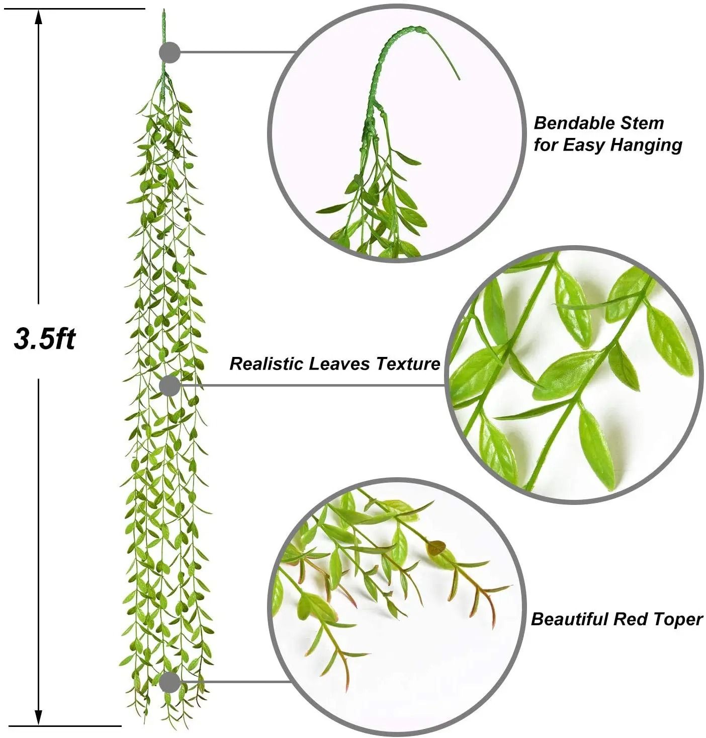 3-Piece Artificial Ivy & Willow Garland Set – 10M Fake Vines with String Lights for Magical Wall & Wedding Decor