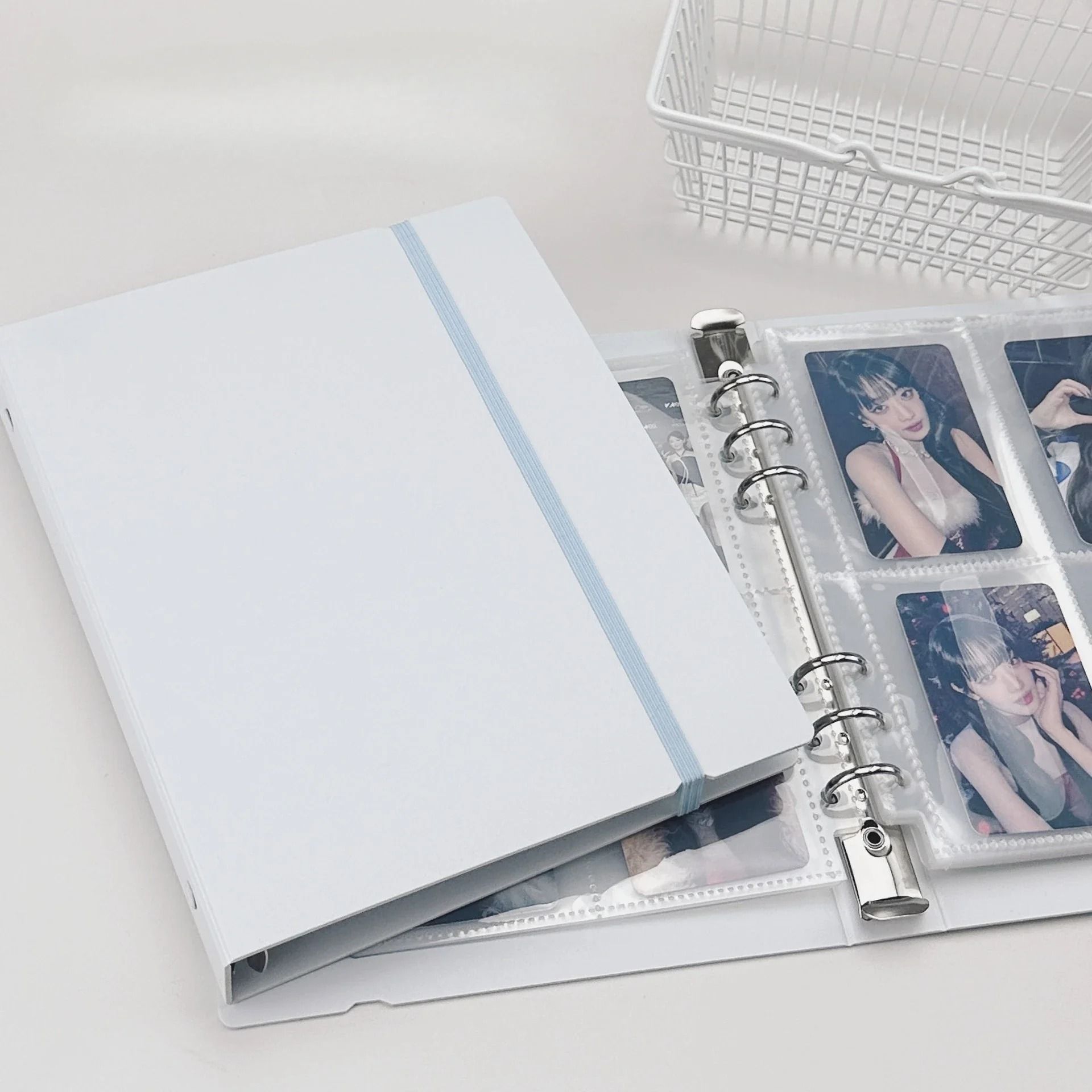 A5 White & Blue DIY Binder – Photocard Collect Book, Diary, and Agenda Planner Stationery