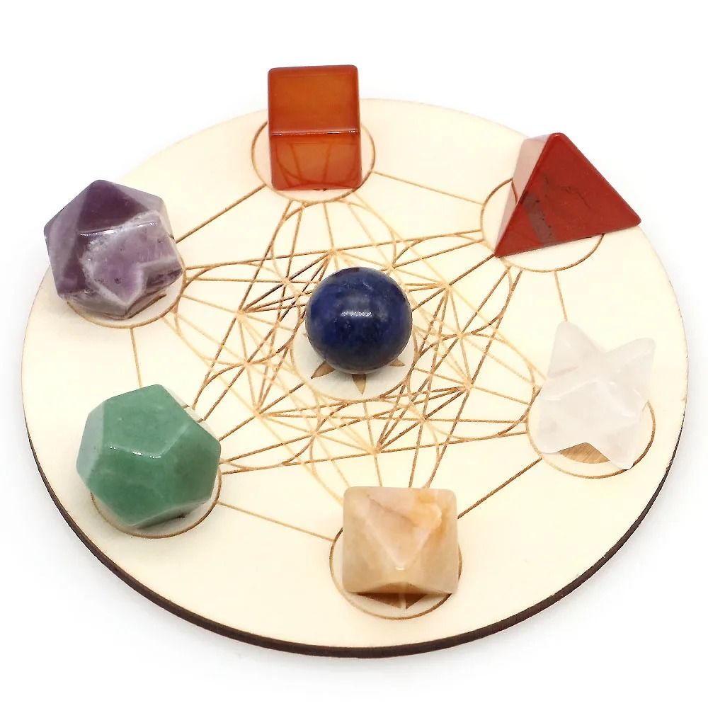 Platonic Solid Crystal Set Sacred Geometry Chakra Healing Reiki Stones