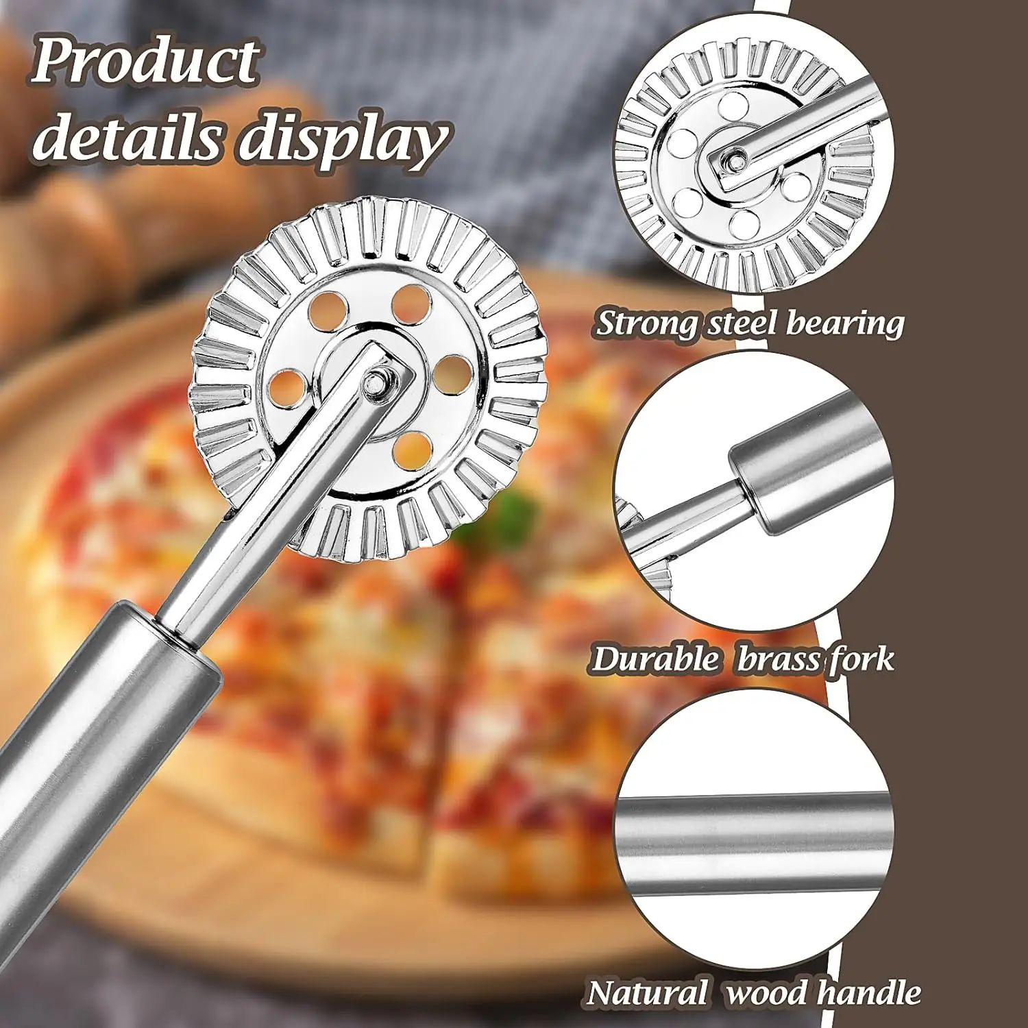 Stainless Steel Fluted Pasta Dough Crimper and Ravioli Cutter