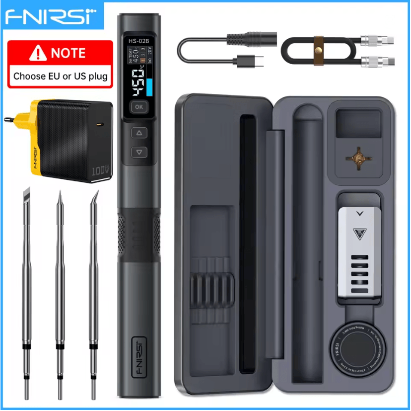 FNIRSI HS02 Smart Soldering Iron 100W with Adjustable Temperature and PD QC Fast Charging