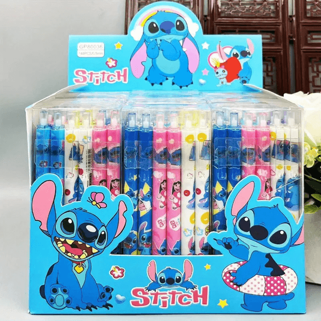 Cartoon Stitch Gel Pen Set Cute Black Ink Writing Pens 12 Pack