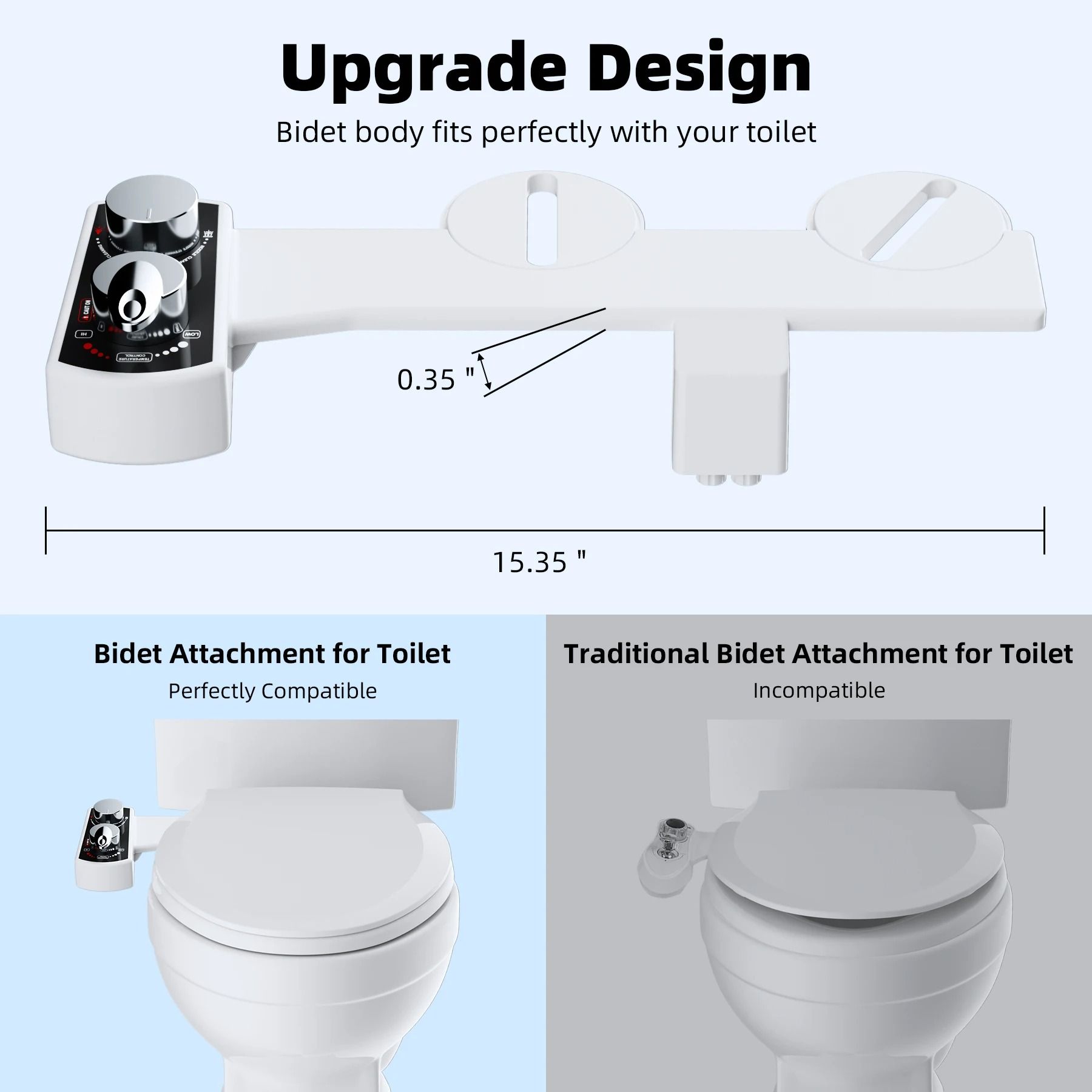 Adjustable Hot and Cold Dual Nozzle Bidet Attachment