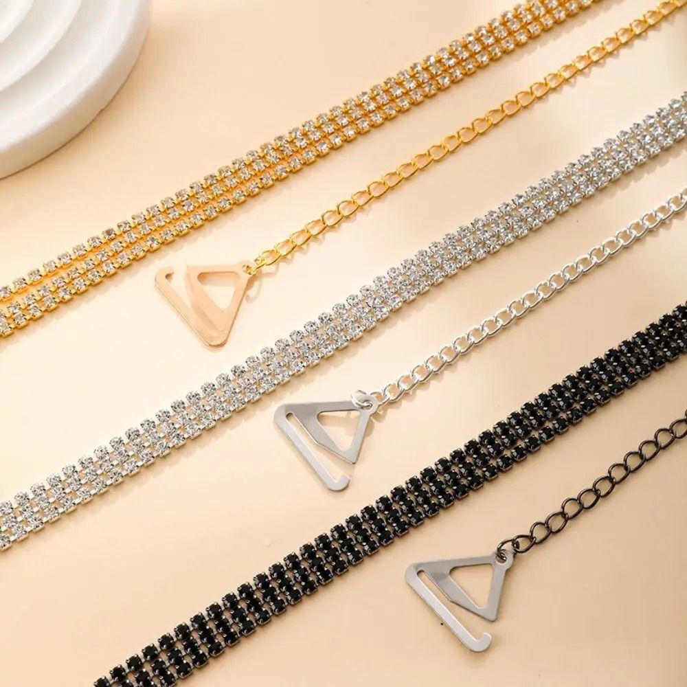 Rhinestone Bra Straps – Three-Row Adjustable Metal Underwear Straps – High-Yield Lingerie Interaction Hub