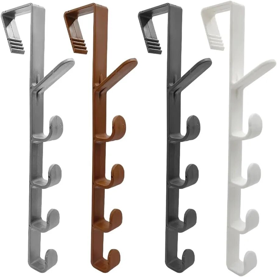 Plastic Bedroom Door Hooks: Over-The-Door Clothes Hanging Rack & Purse Holder for Home Storage Organization