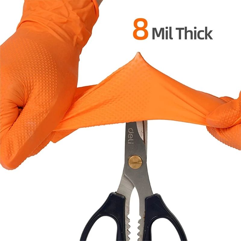 Nitrile Gloves Thick Heavy Duty Industrial Disposable Gloves with Diamond Texture Latex Free Mechanic Auto Repair Gloves