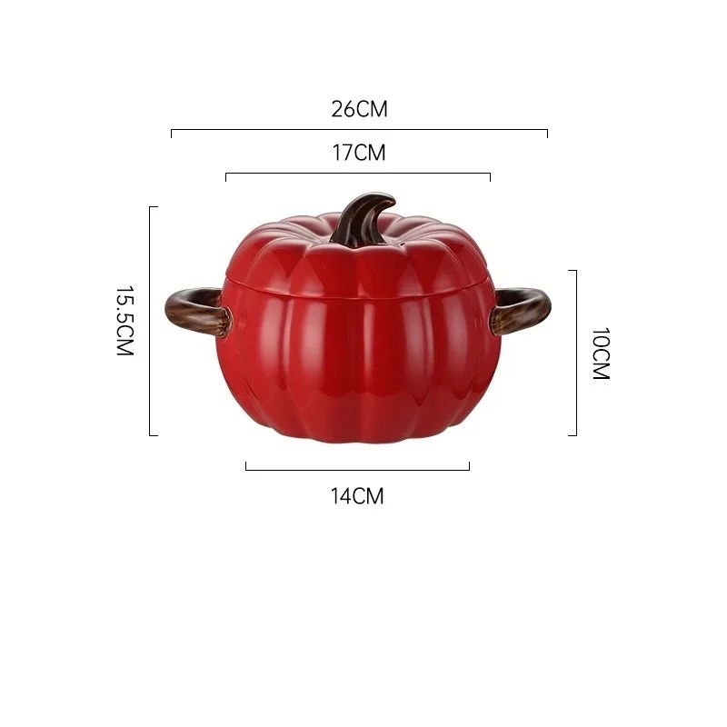 Ceramic Pumpkin Soup Pot with Lid – Creative Halloween Soup & Noodle Bowl