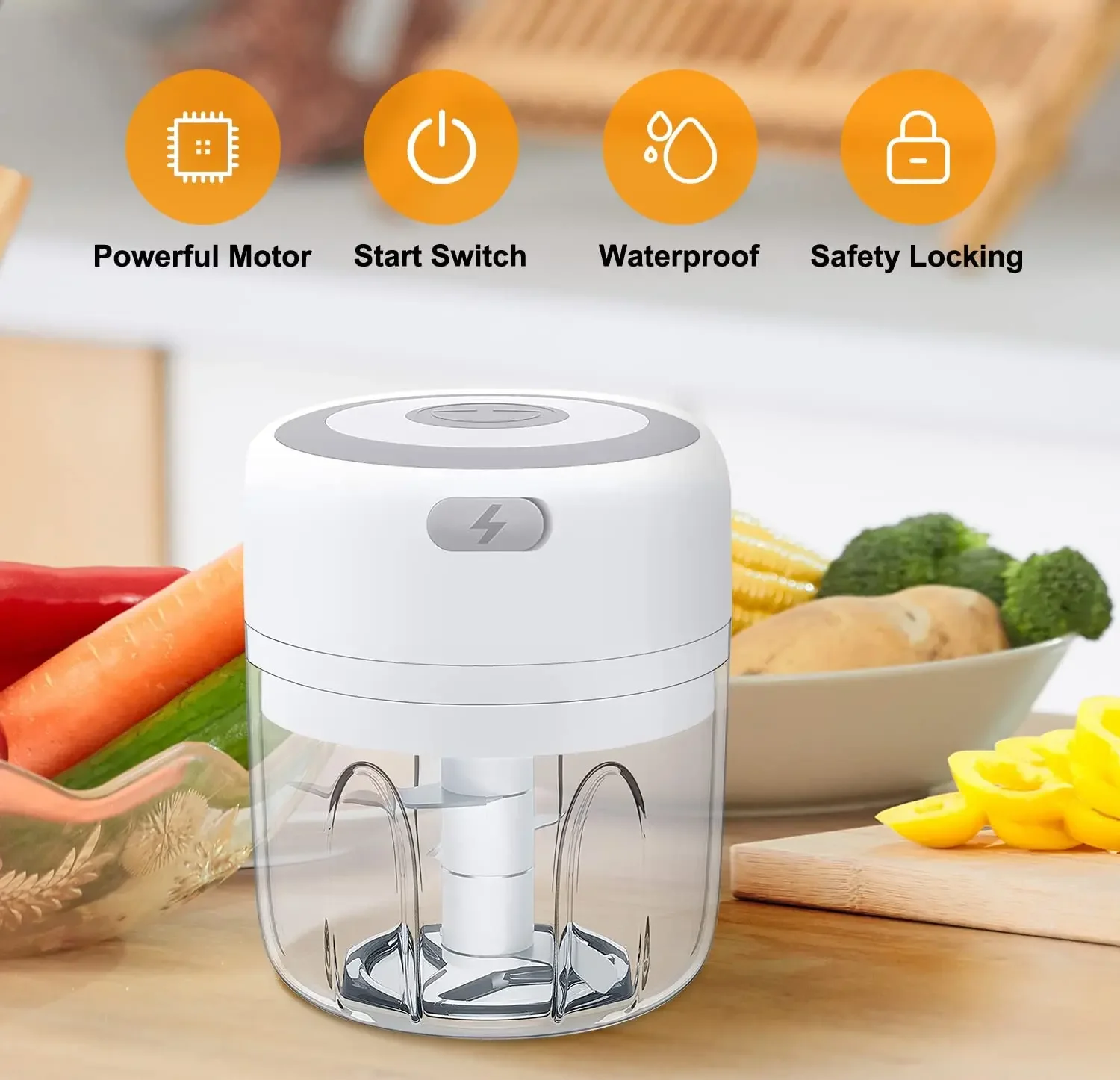Electric Garlic Mincer & Mini Vegetable Chopper – USB Portable Food Processor for Quick Meal Prep