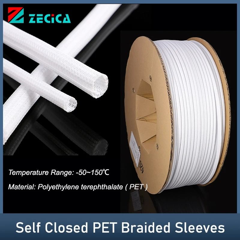 Self-Closing Braided Cable Sleeve – High-Performance PET Insulated Split Loom Wire Organizer Wrap