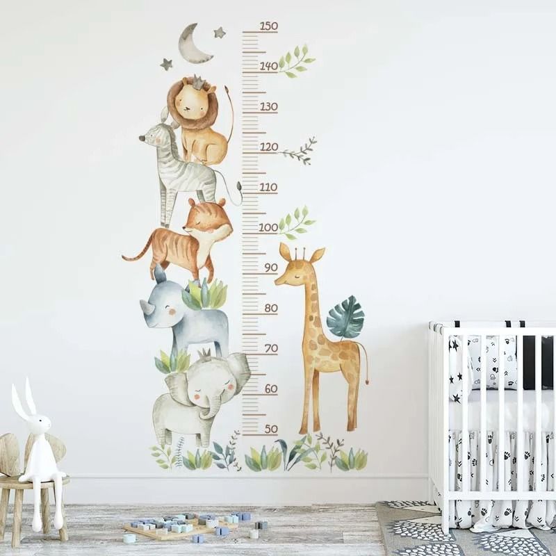 Cute Cartoon Animal Kids Growth Chart Wall Decoration Stickers for Children's Rooms
