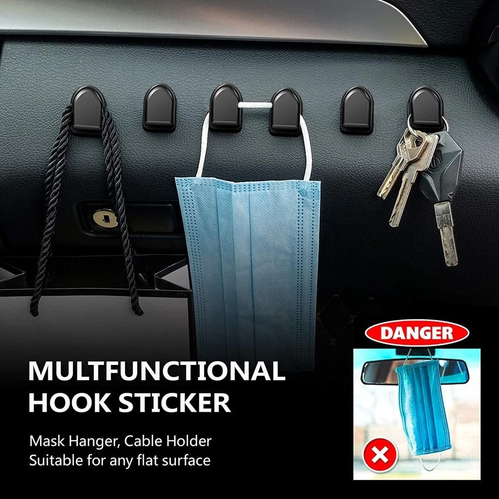 Mini Car Interior Storage Hooks Self Adhesive Holder for USB Cable Headphones Keys