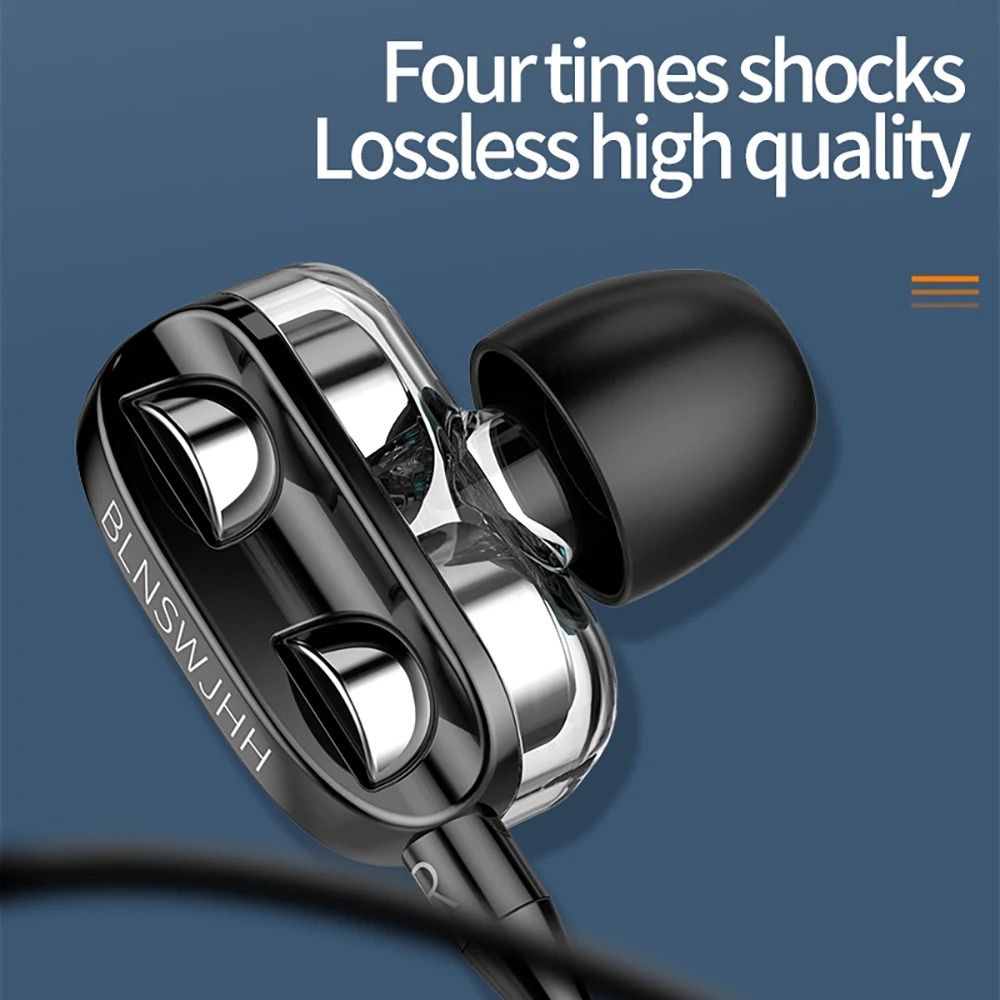 Dual Driver Wired In Ear Headphones with Noise Canceling and Built In Mic