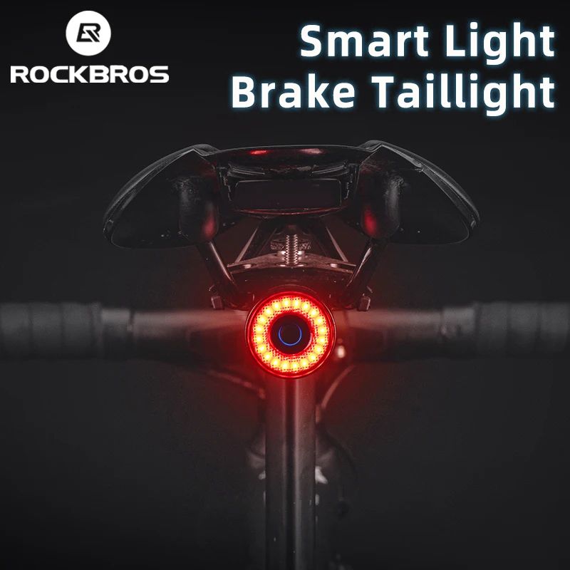 ROCKBROS Smart Brake Bicycle Tail Light USB Rechargeable Waterproof Rear Light