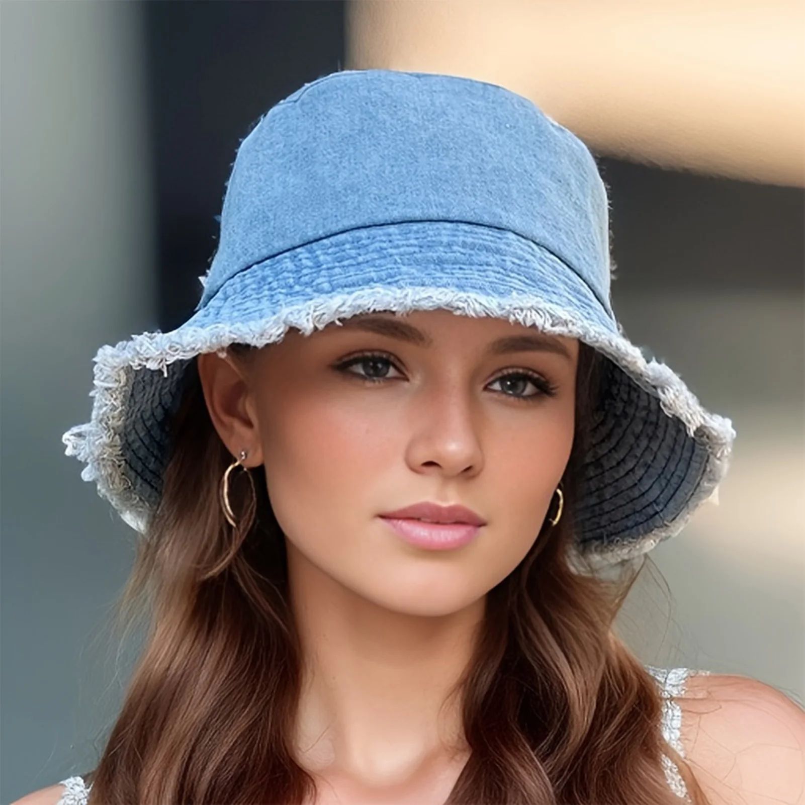 Trendy Women Summer Bucket Hat – Breathable Denim Sun Hat for Beach, Travel & Outdoor, Fisherman Hat for Girls