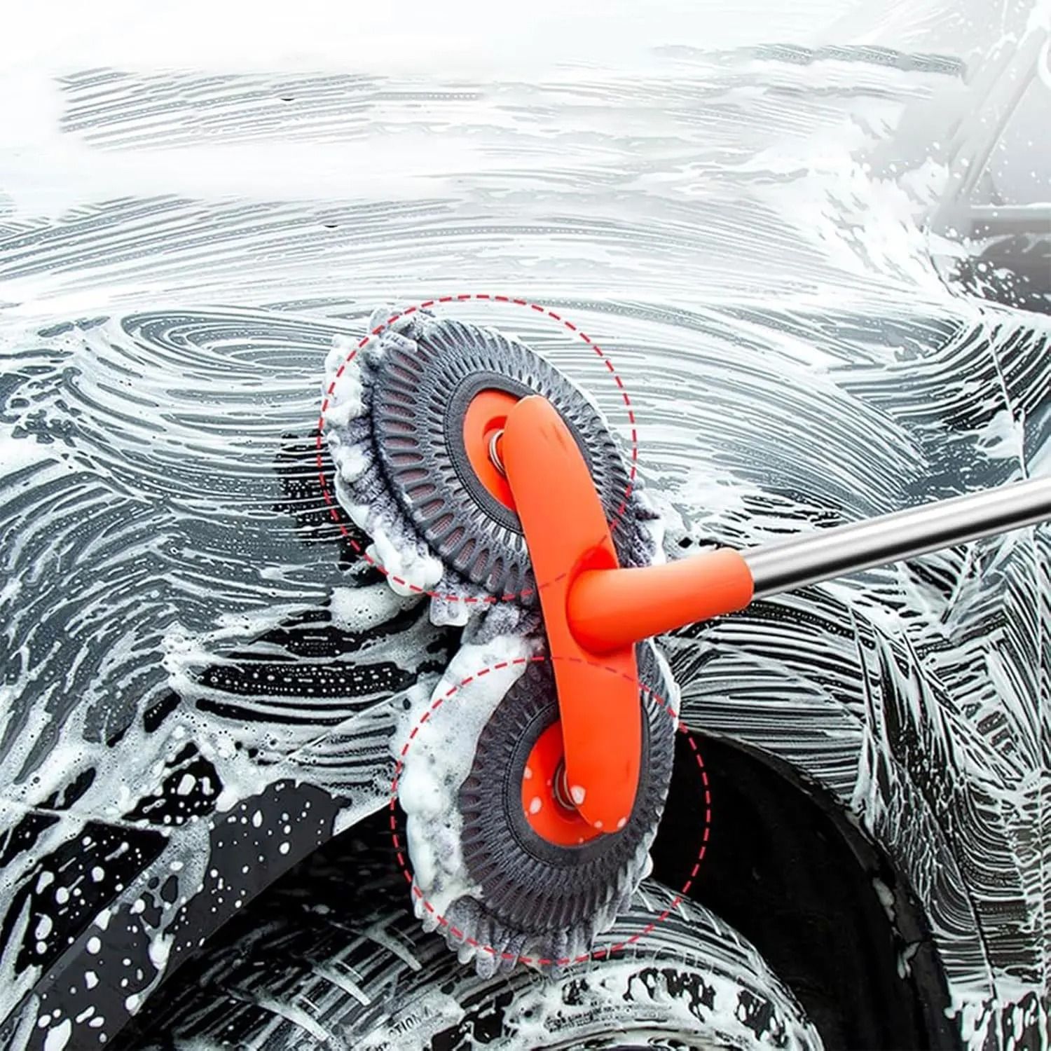 Car Wash Mop Long Handle Retractable Cleaning Brush with Microfiber Head for Cars Boats RV Trucks
