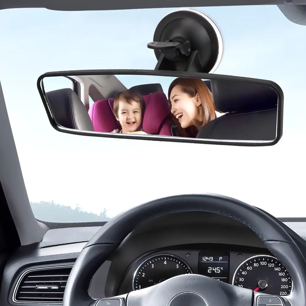 360° Rotating Wide-Angle Car Rearview Mirror with Adjustable Suction Cup – Universal Interior Rearview Mirror