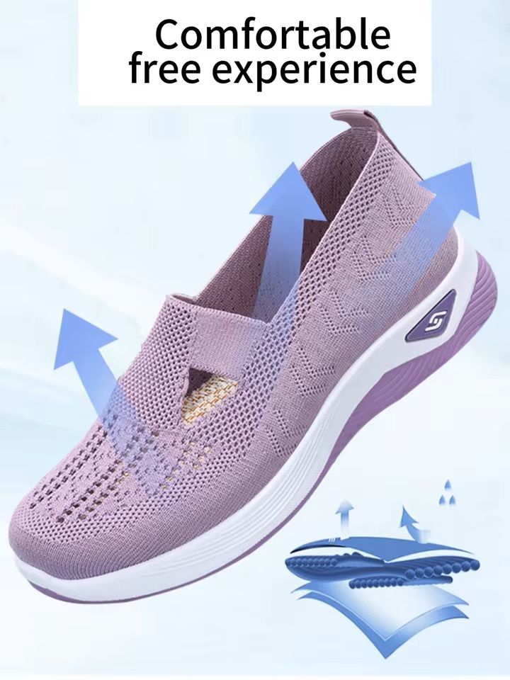 Womens Breathable Knit Sneakers Low Top Casual Shoes