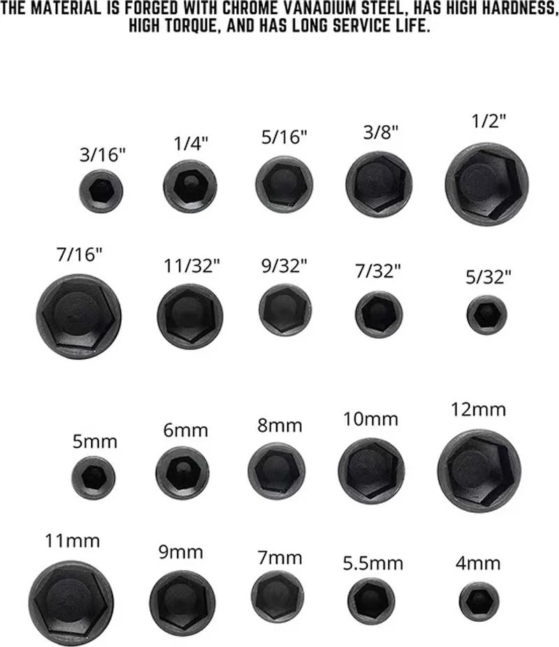 Nine Piece Hex Socket Set 5mm to 13mm Nut Driver Bits Kit