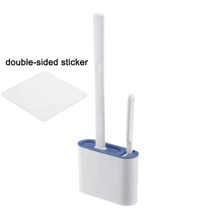 Wall-Mounted Silicone Toilet Brush with Holder – Long Handle Hygienic Bathroom Cleaning Tool