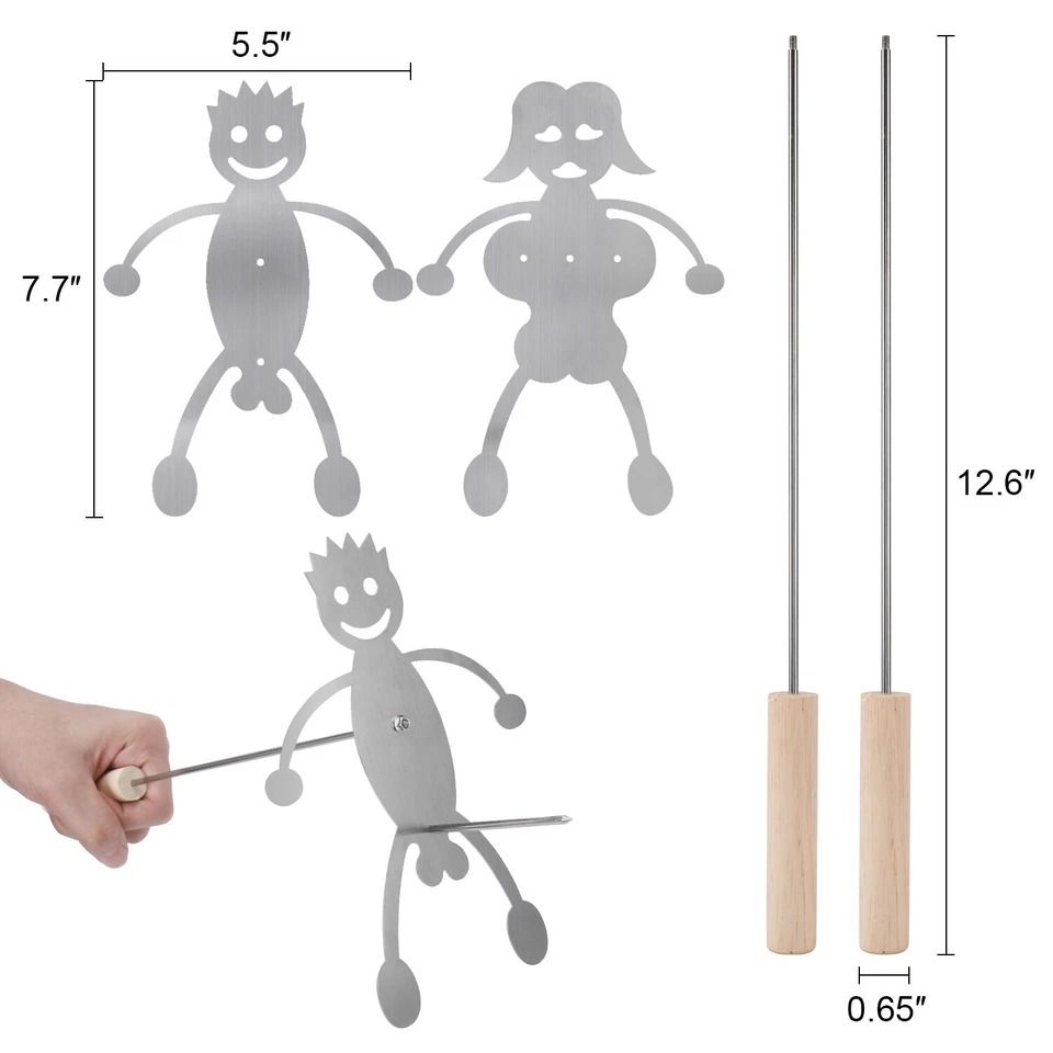Funny Campfire Roasting Fork Set Hot Dog Roasting Sticks with Wood Handles