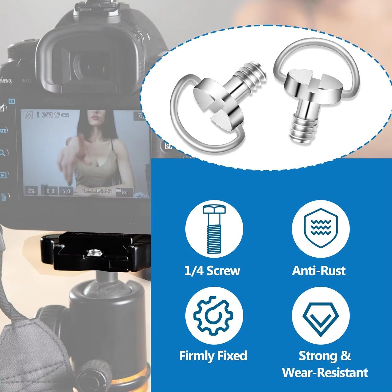 Stainless Steel Quick Release Camera Mount Screw Adapter for Tripod & Monopod
