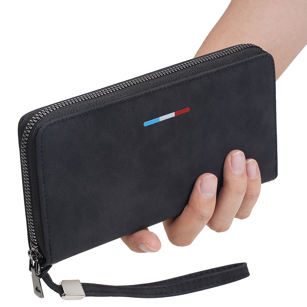 Mens Long Wallet Zipper Design with Multi-Card Slots and Large Capacity for Phone & Coins