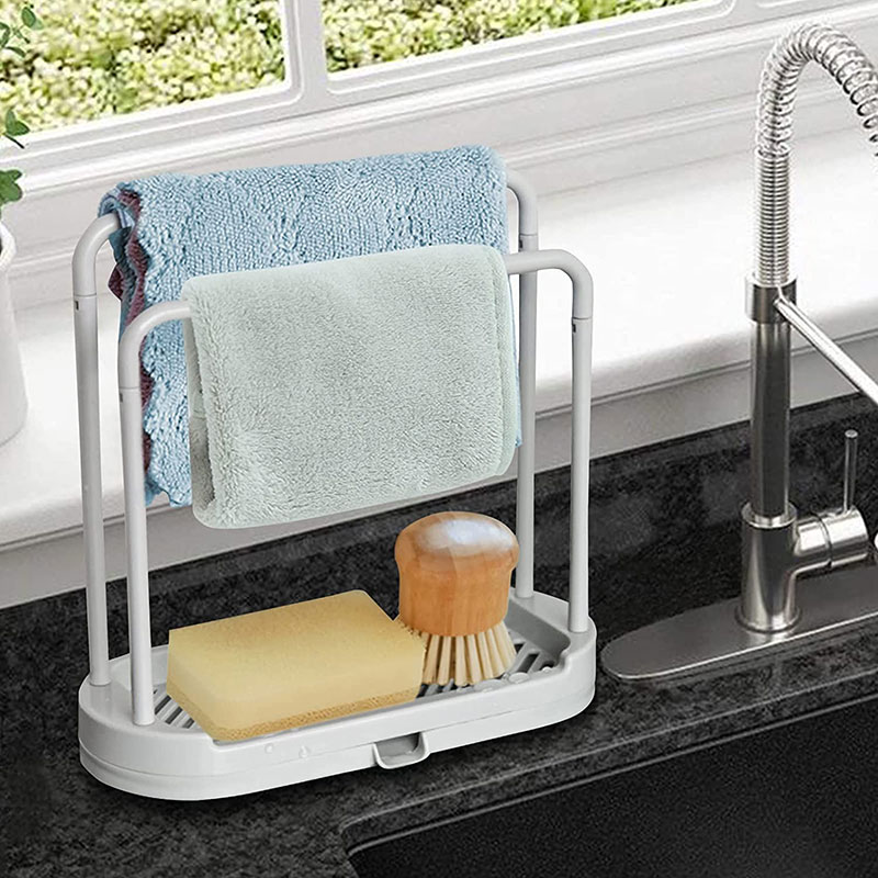 Detachable Kitchen Dishcloth Holder, Sink Sponge Holder, Rag Hanger, Bathroom Scrubber Brush Organizer, Storage Rack