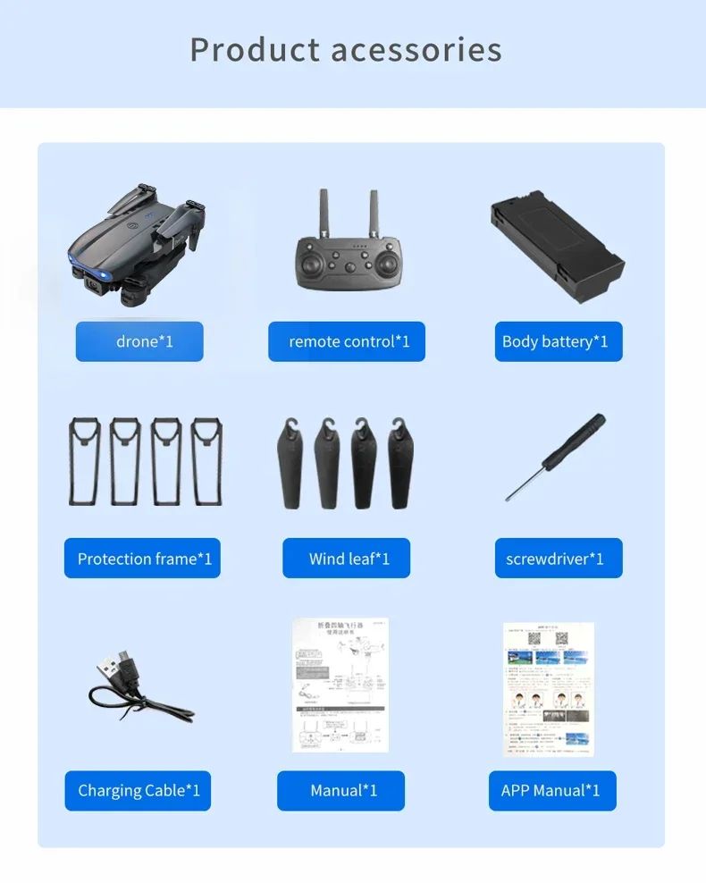 E99Pro 4K WiFi FPV Foldable RC Drone with HD Camera