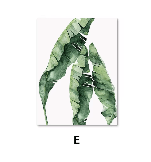 Nordic Botanical Canvas Wall Art – Monstera & Tropical Leaf Prints for Modern Home Decor
