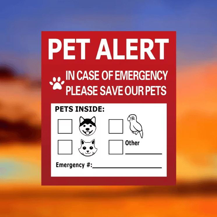 Pet Alert Window Sticker – Emergency Rescue Static Cling Decal (4 Pack)