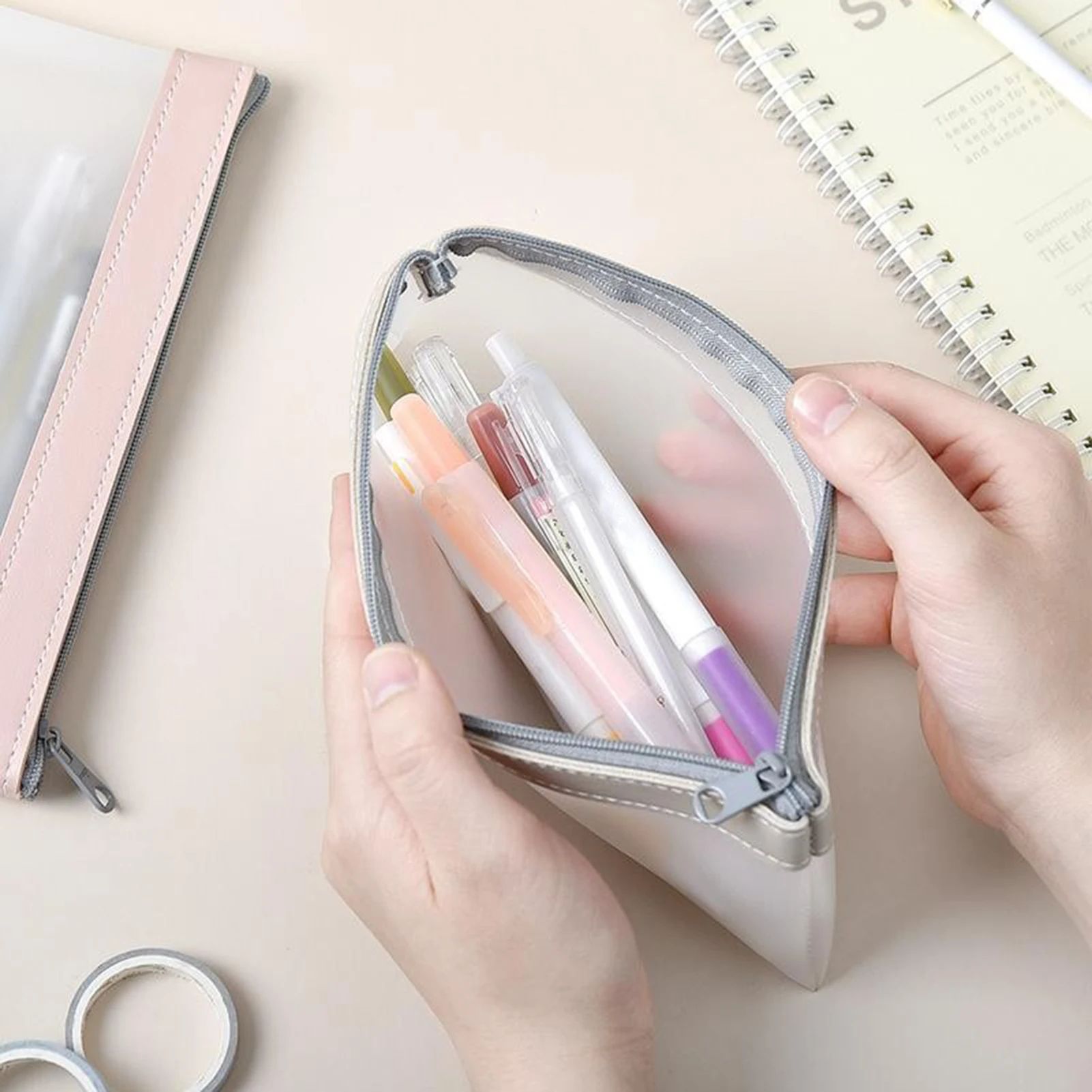 Transparent PVC Pencil Case with Zipper, Waterproof Clear School Pouch for Stationery, Makeup & Travel Storage