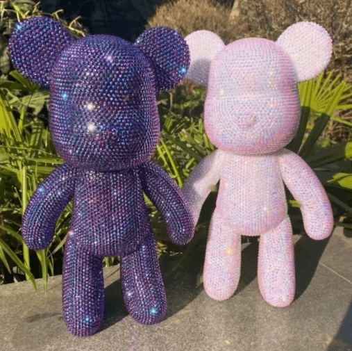 DIY Rhinestone Bear Figurine Crystal Diamond Art Fluorescent Bear Statue Decor